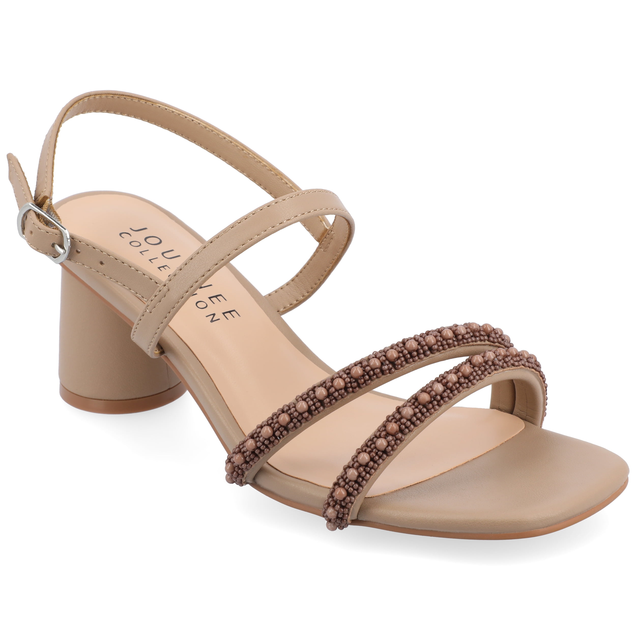 Journee Collection Womens Lornnah Tru Comfort Foam Beaded Strap Heeled Sandals Walmart Business Supplies