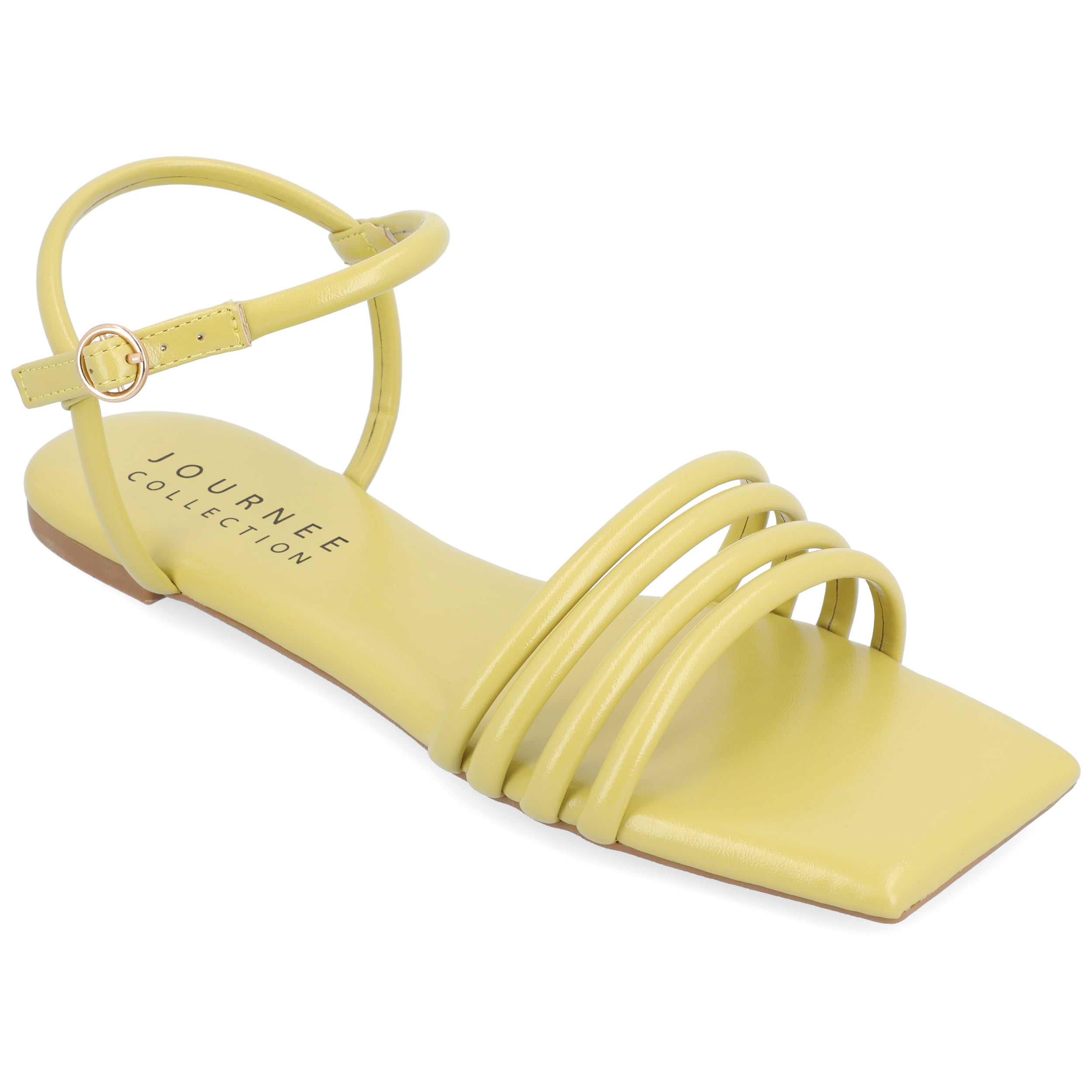 Journee Collection Womens Lyddea Faux Leather Square Toe Ankle Strap