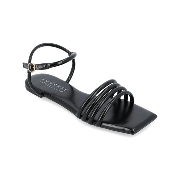 Journee Collection Womens Lyddea Faux Leather Square Toe Ankle Strap
