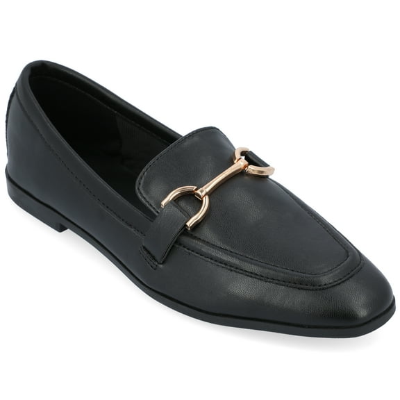 Journee Womens Mizza Loafer Slip On Square Toe Dress Flats, Widths Available