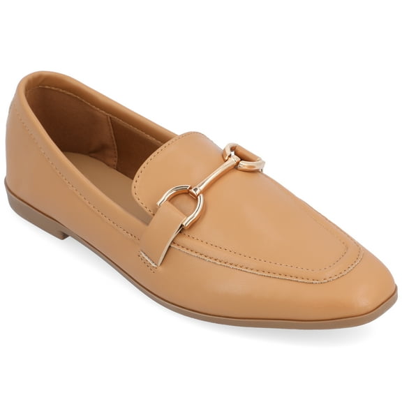 Journee Womens Mizza Loafer Slip On Square Toe Dress Flats, Widths Available