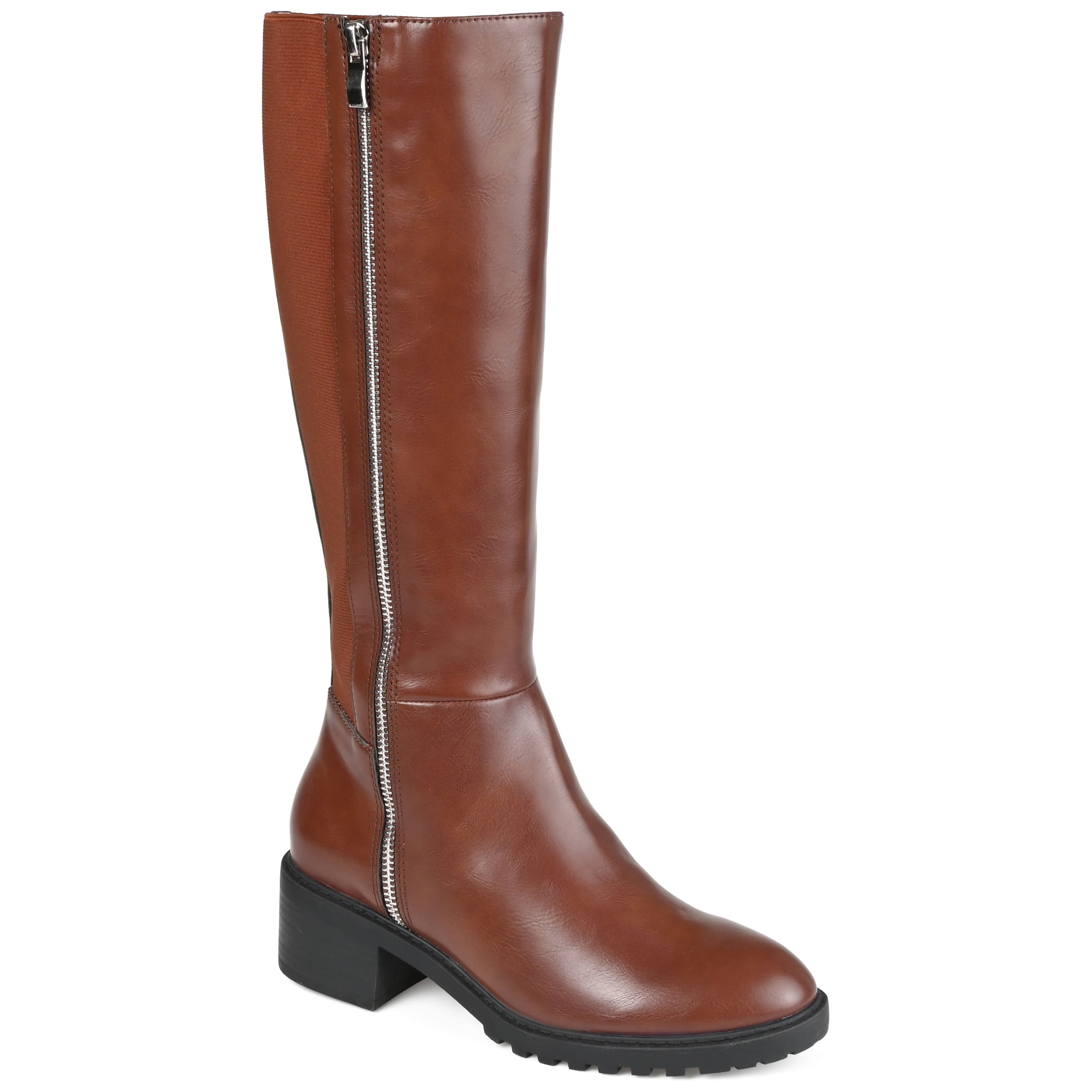 Journee Womens Morgaan Wide Calf Stacked Heel Knee High Boots