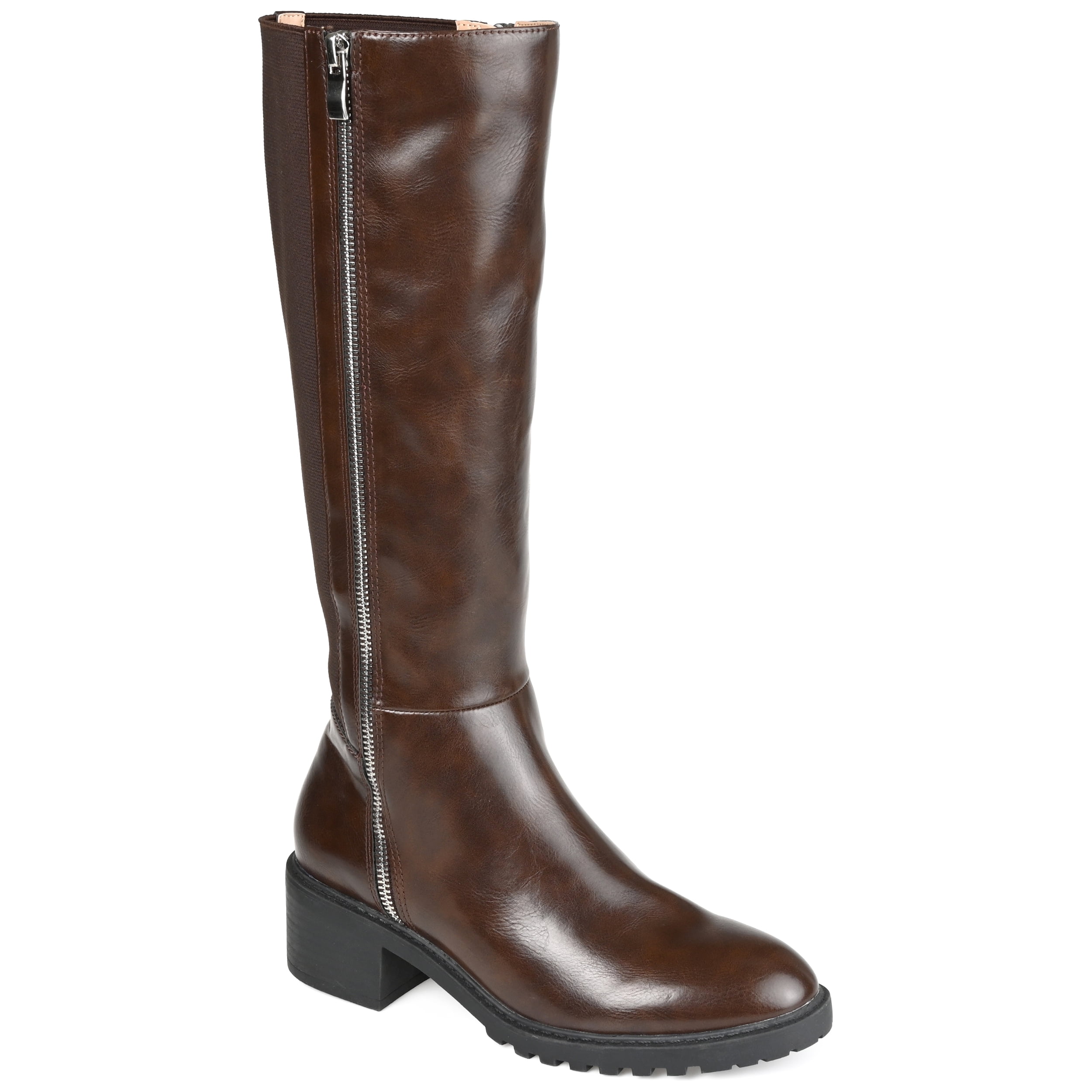 Journee Womens Morgaan Wide Calf Stacked Heel Knee High Boots