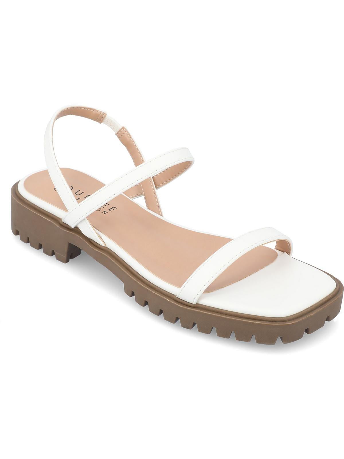 Journee Collection Womens NYLAH Faux Leather Square Toe Platform Sandals