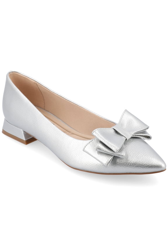 Womens Ophelia Slip On Pointed Toe Low Heel Dress Flats