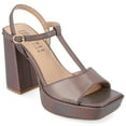thumbnail image 1 of Journee Collection Womens Parson Metallic Vegan Leather Platform Sandals, 1 of 7