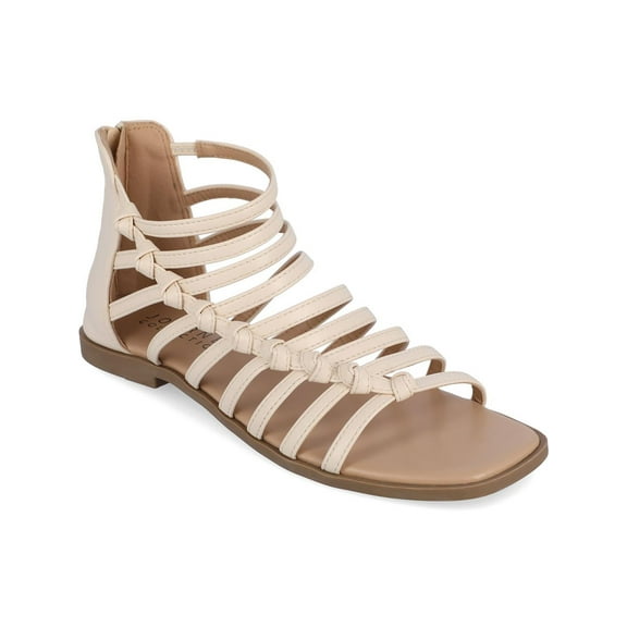 Journee Collection Womens Petrra Faux Leather Ankle Gladiator Sandals