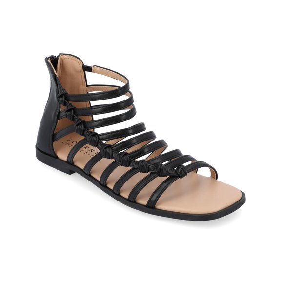 Journee Collection Womens Petrra Faux Leather Ankle Gladiator Sandals