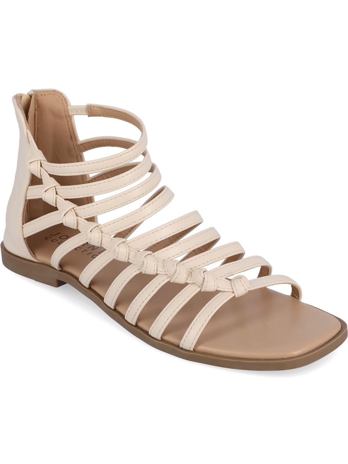 Journee Collection Womens Petrra Faux Leather Ankle Gladiator Sandals