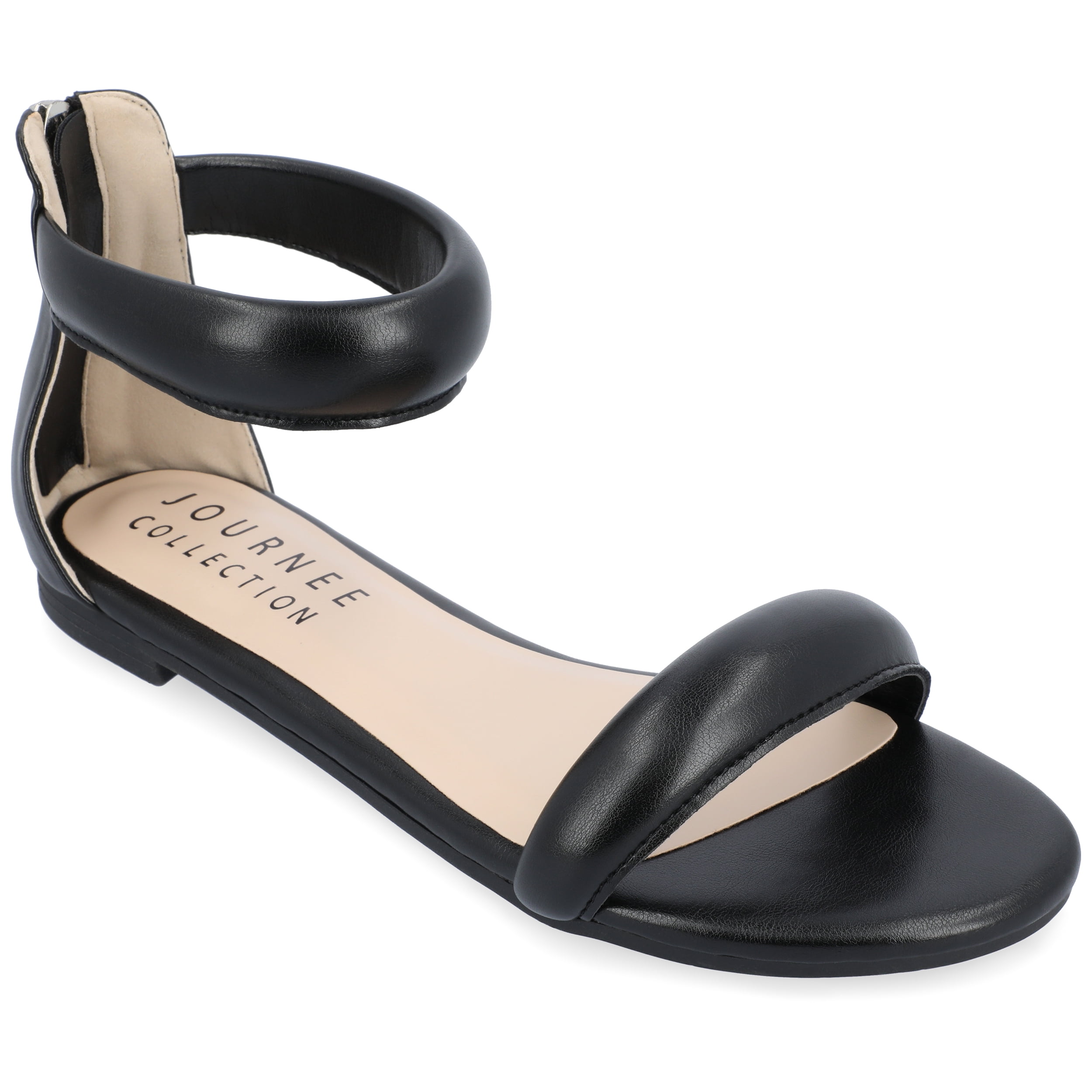 Journee Collection Womens Peytonn Back Heel Zip Ankle Strap Sandals