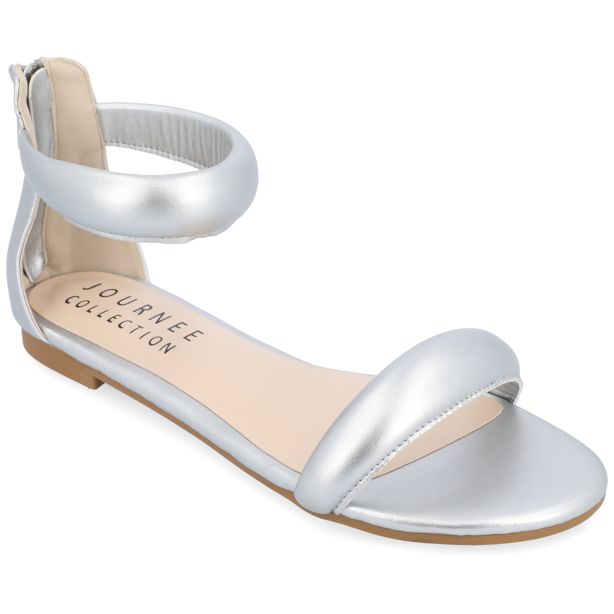 Journee Collection Womens Peytonn Back Heel Zip Ankle Strap Sandals