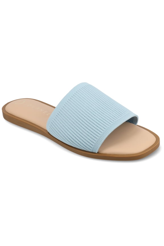Womens Prisilla Linen Slip On Flat Sandals, Widths Available