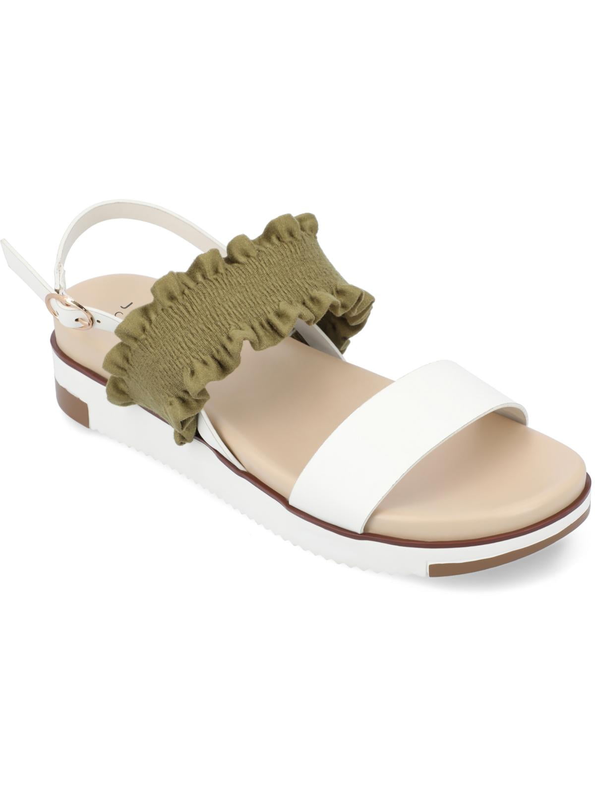 Journee Collection Womens Riya Faux Leather Slingback Flatform Sandals