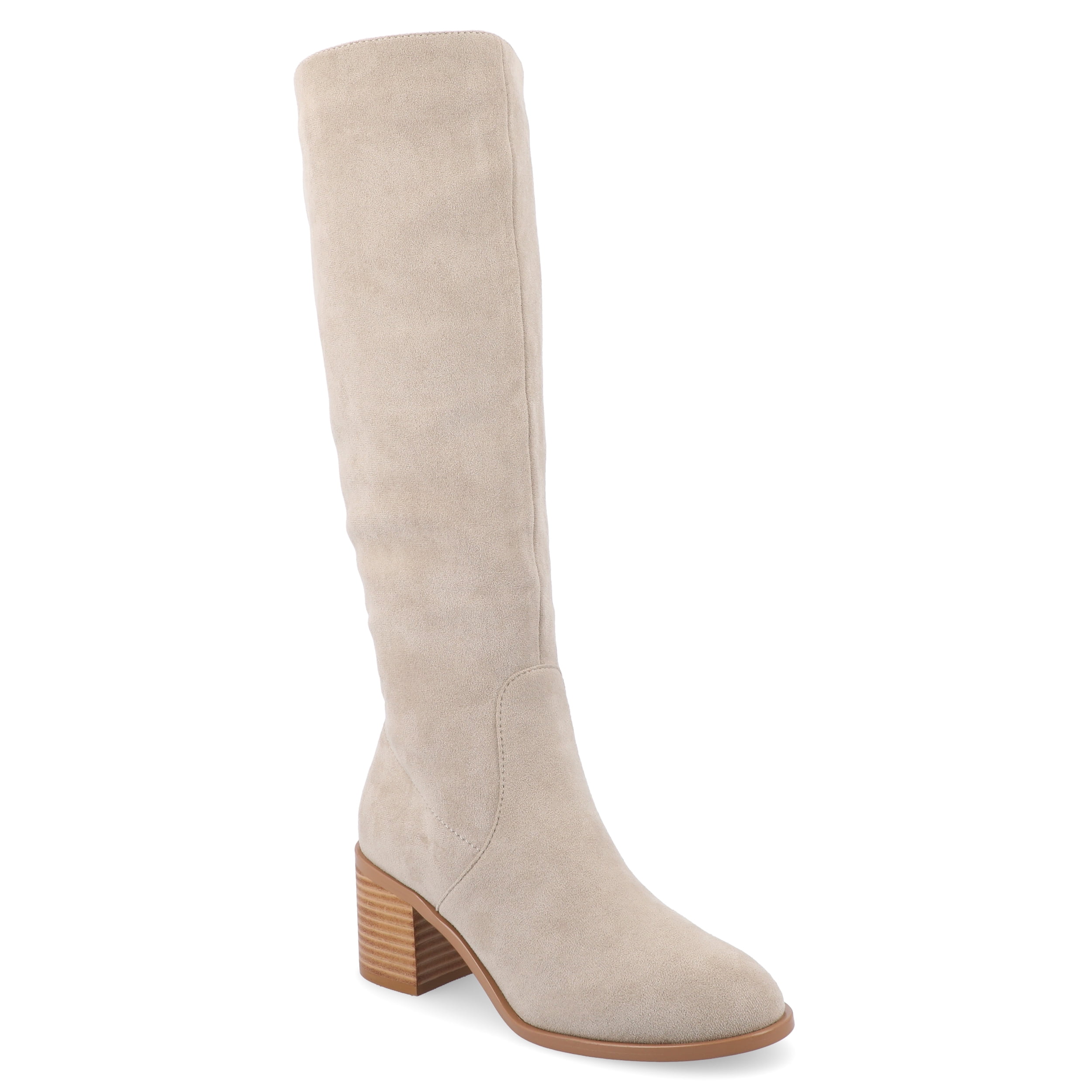 Stone Faux Suede Knee-High Block Heel Boots, Size 5.5