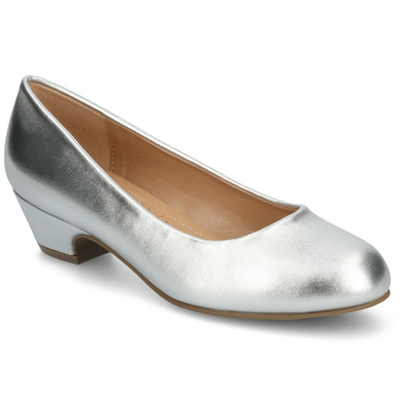 Journee Womens Saar Comfort Insole Round Toe Block Heel Pumps