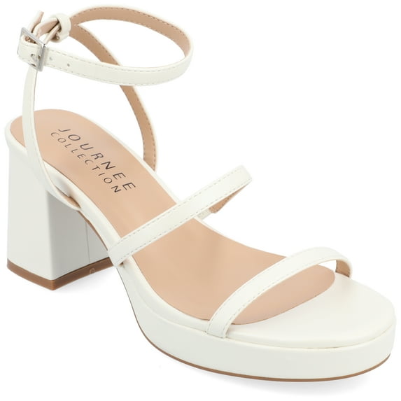 Journee Collection Womens Samilee Metallic Vegan Leather Platform Sandals