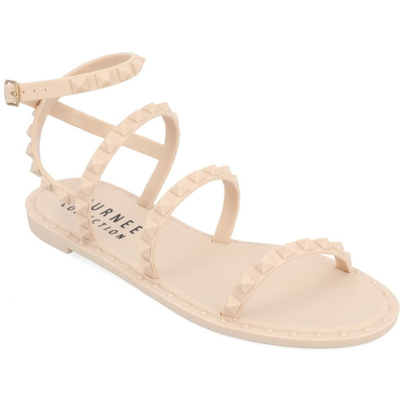 Journee Collection Womens Saphira Multi Strap Studded Jelly Sandal