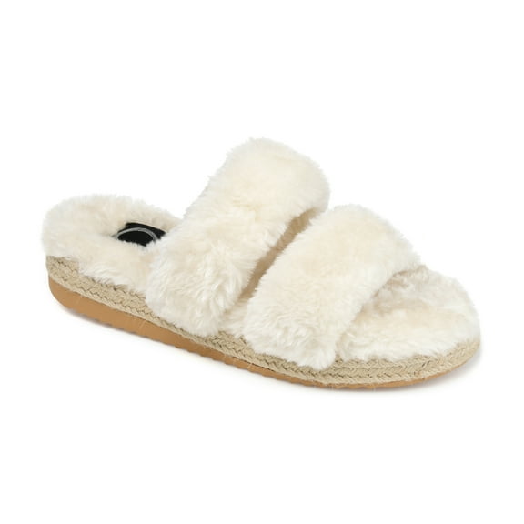 Journee Womens Relaxx Faux Fur Espadrille Slippers