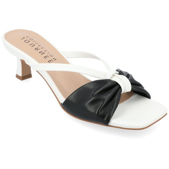 Journee Womens Starling Kitten Heel Two Tone Open Toe Dress Sandals, Widths Available