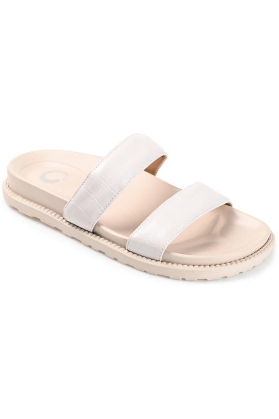 Collection Womens Stellina Faux Leather Crocodile Print Slide Sandals