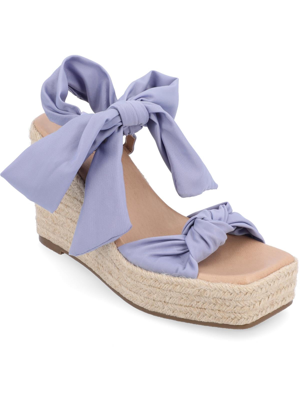 Journee Collection Womens Surria Ankle Tie Open Square Toe Wedge Sandals
