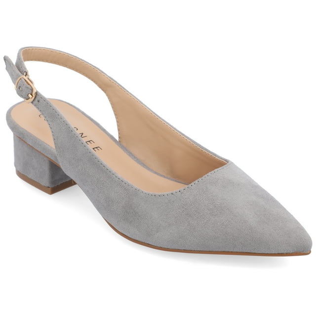 Journee Collection Womens Sylvia Wide Width Sling Back Covered Block Heel Pumps