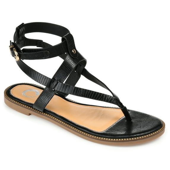 Journee Womens Tangie Multi Strap Flat Sandals