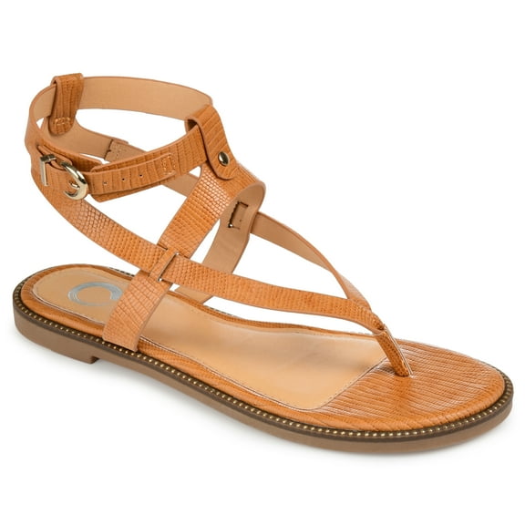Journee Womens Tangie Multi Strap Flat Sandals