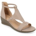 thumbnail image 1 of Journee Womens Trayle Wedge Back Heel Zip Sandals, Widths Available, 1 of 10