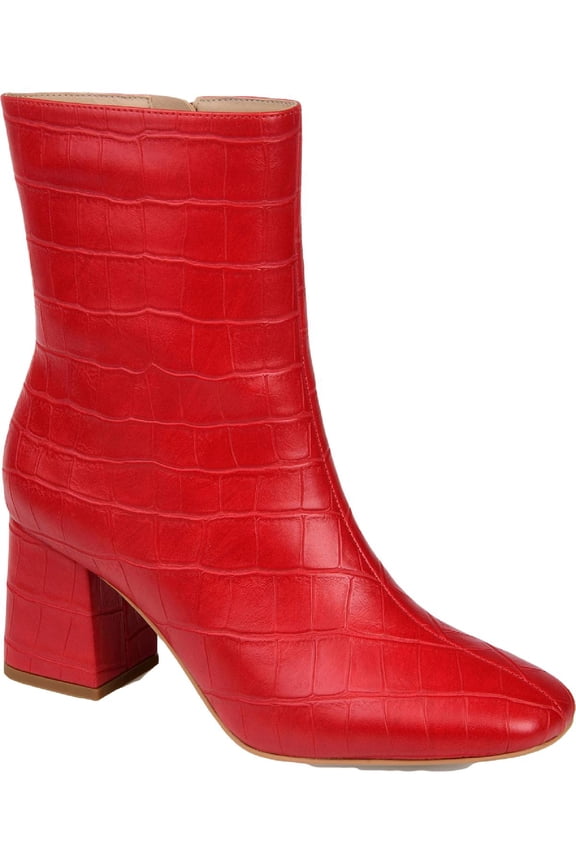 Collection Womens Trevi Faux Leather Croco Print Ankle Boots