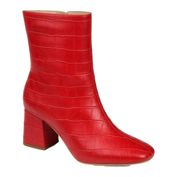 Journee Collection Womens Trevi Faux Leather Croco Print Ankle Boots