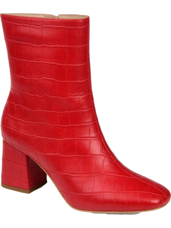 Collection Womens Trevi Faux Leather Croco Print Ankle Boots