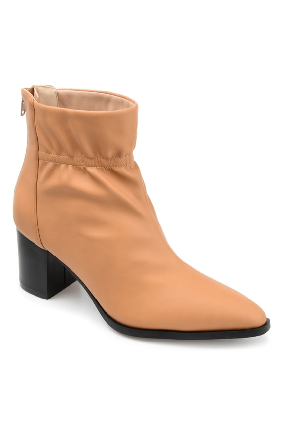 Womens Heddy Back Heel Zip Stacked Heel Booties