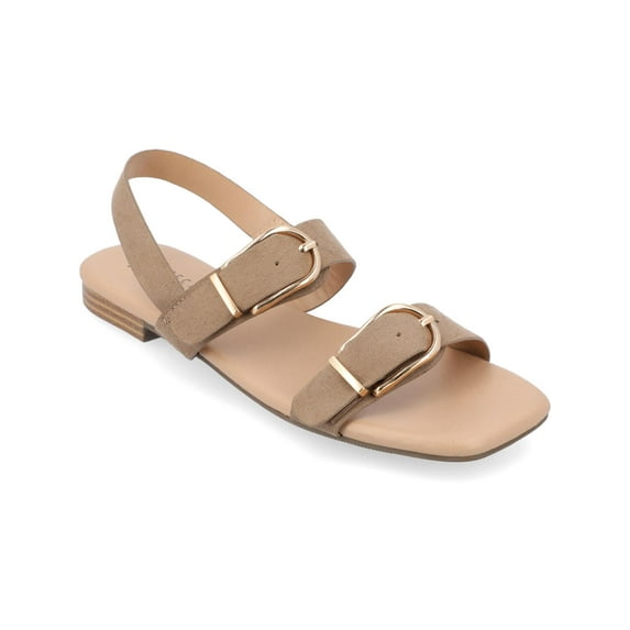Journee Collection Womens Twylah Faux Suede Buckle Slingback Sandals