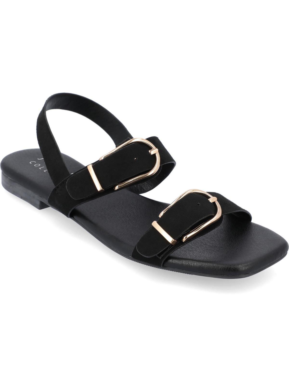 Journee Collection Womens Twylah Faux Suede Buckle Slingback Sandals