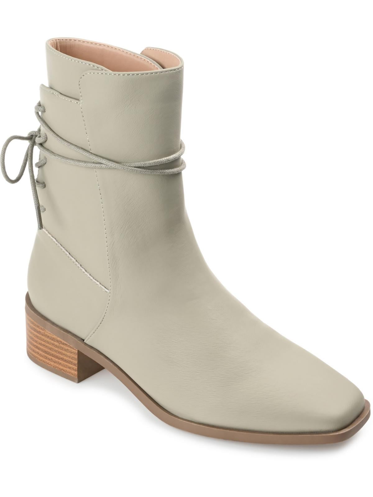 Journee Collection Womens Vannder Faux Leather Block Heel Ankle Boots Walmart