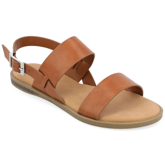 Journee Womens Wide Width Lavine Multi Strap Flat Sandals