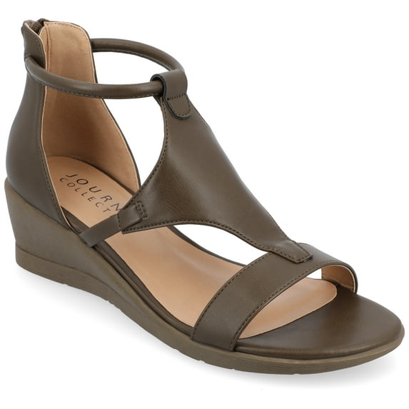 Journee Womens Trayle Wedge Back Heel Zip Sandals, Widths Available