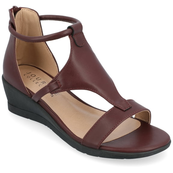 Journee Womens Trayle Wedge Back Heel Zip Sandals, Widths Available