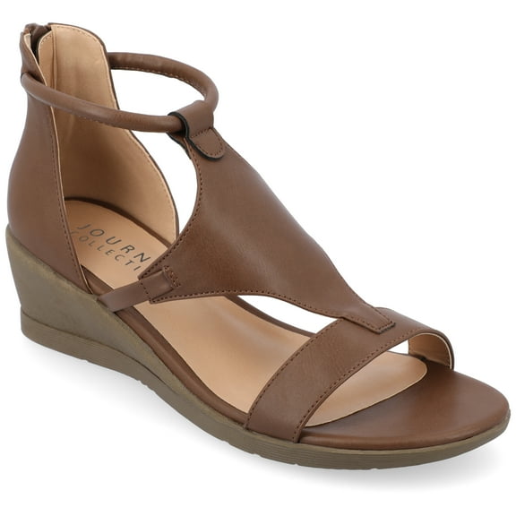 Journee Womens Trayle Wedge Back Heel Zip Sandals, Widths Available