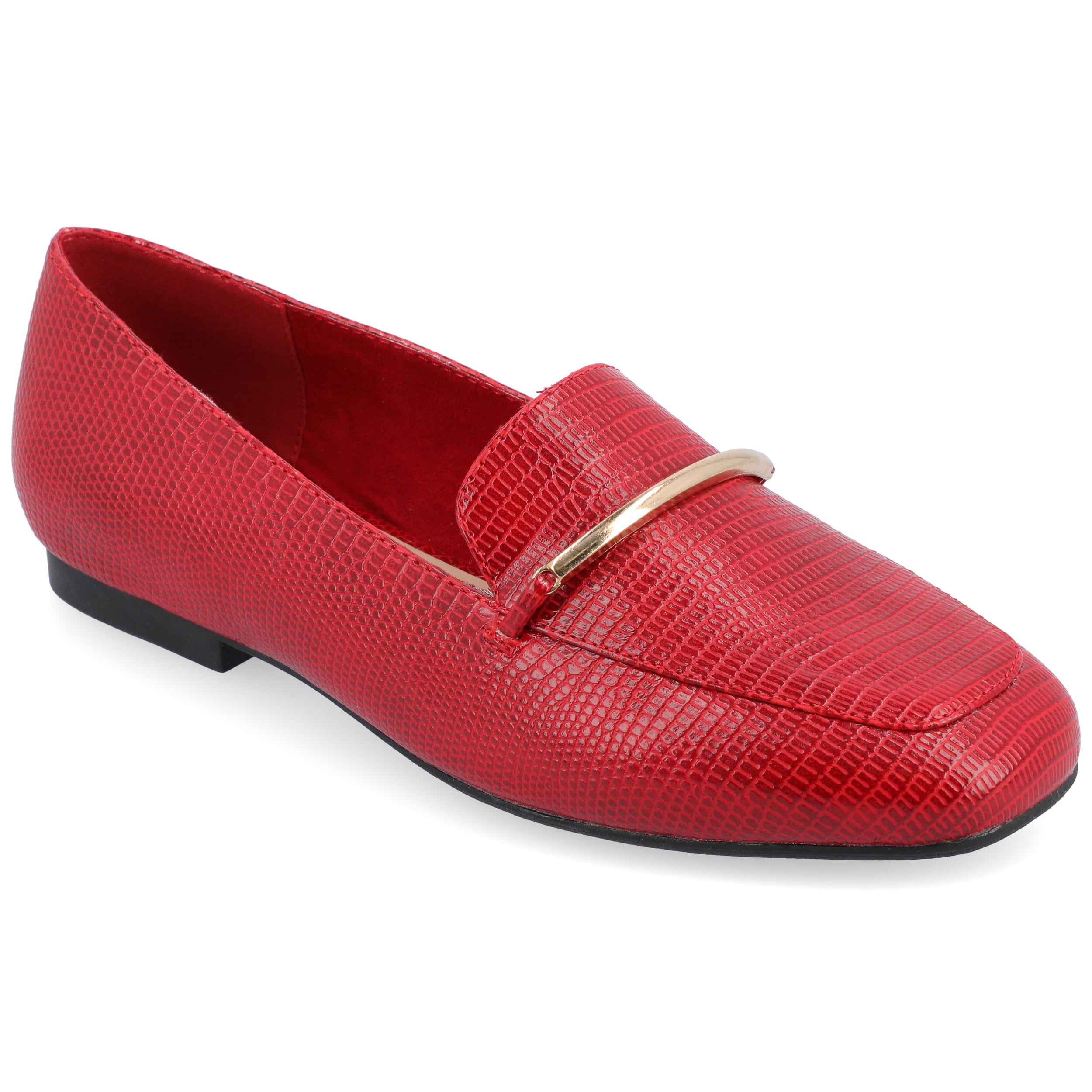 Journee Womens Wrenn Slip On Square Toe Loafer Dress Flats