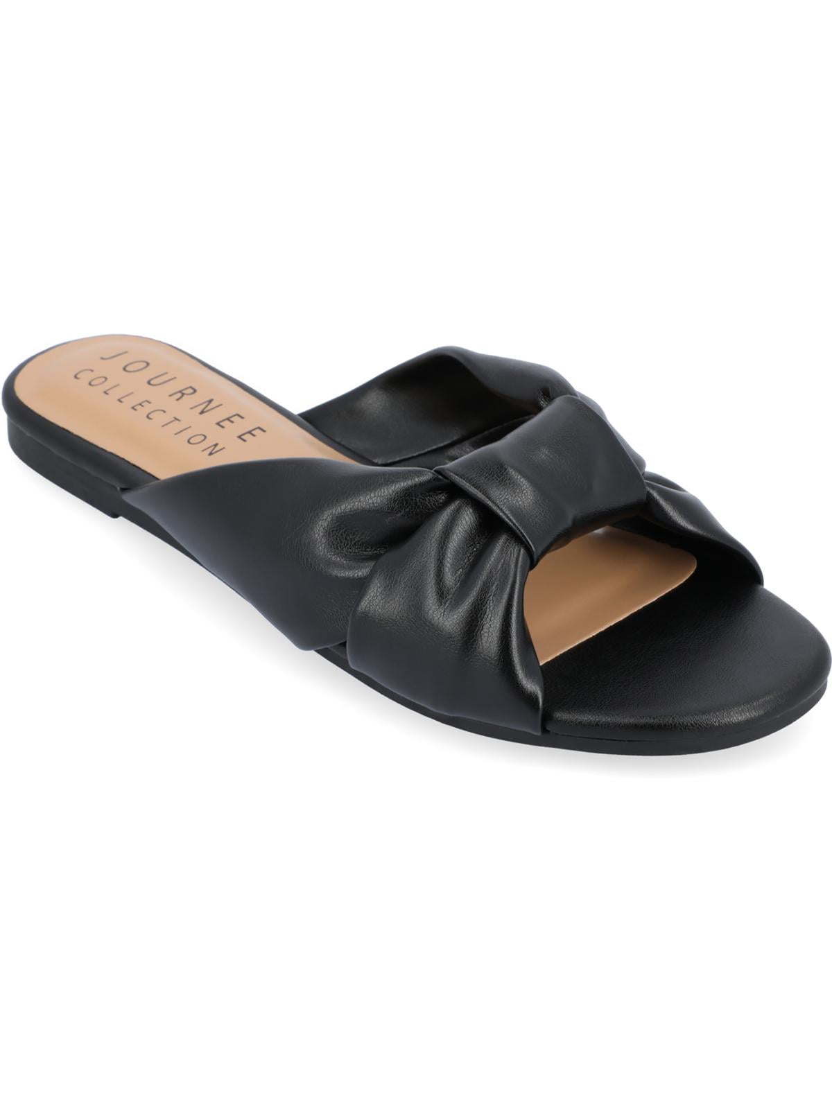 Journee Collection Womens Zetia Faux Leather Slip On Slide Sandals