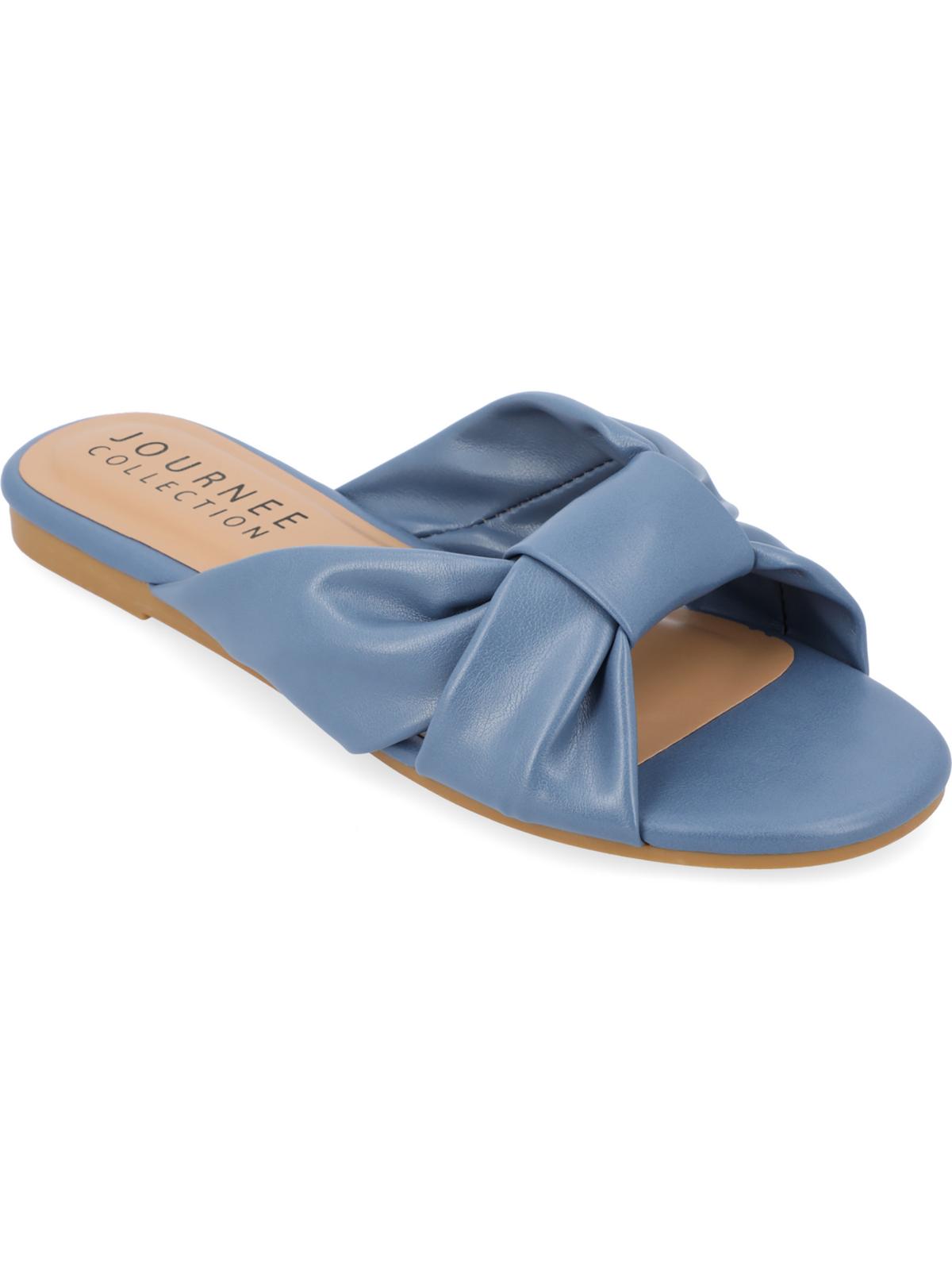 Journee Collection Womens Zetia Faux Leather Slip On Slide Sandals
