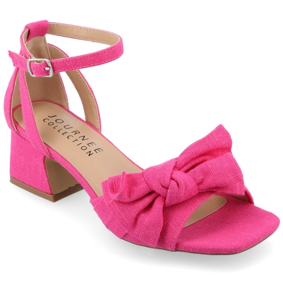 Journee Womens Zevi Linen Block Heel Dress Sandals, Widths Available