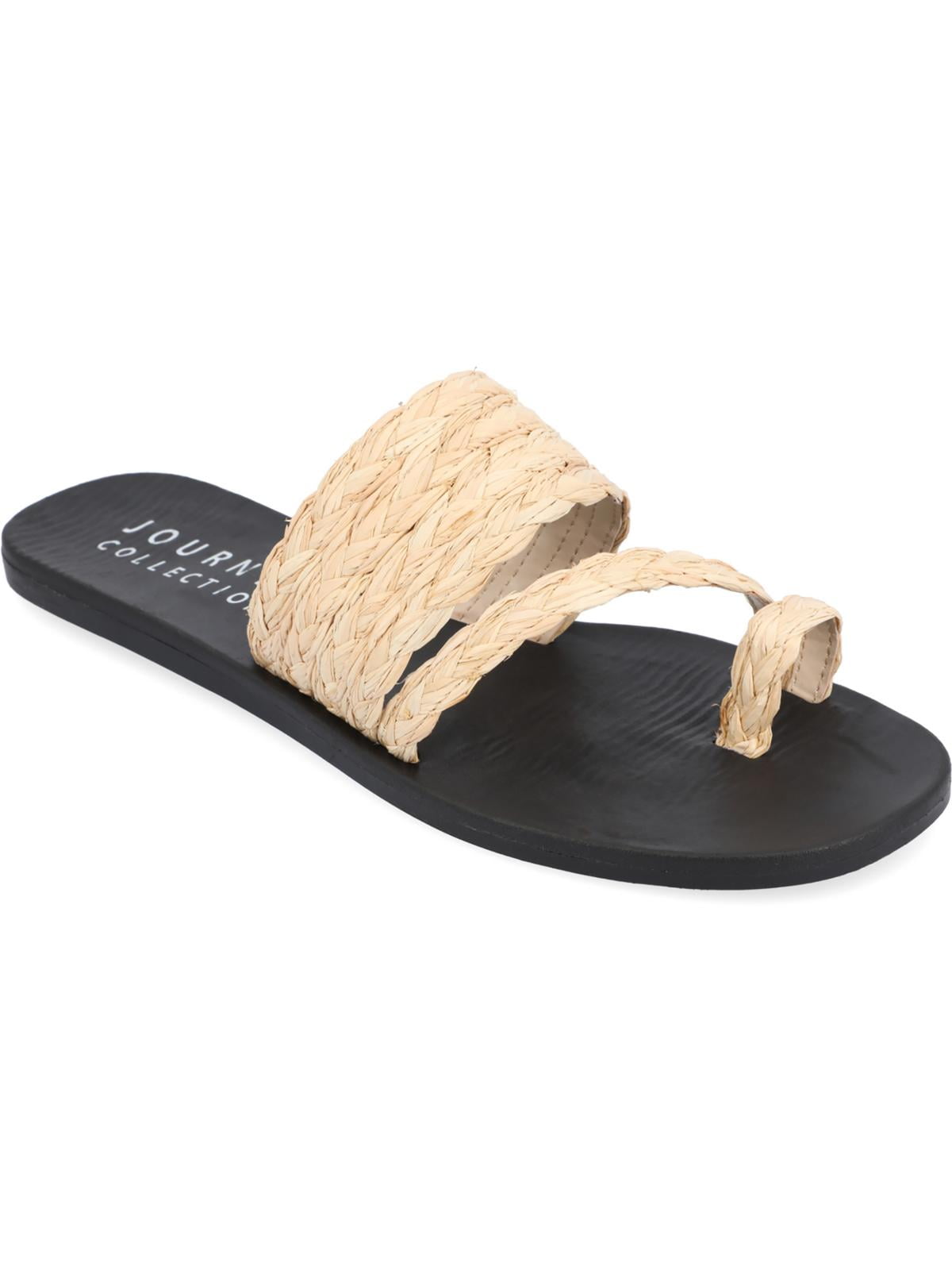 Journee Collection Womens Zindy Toe-Loop Flat Slide Sandals