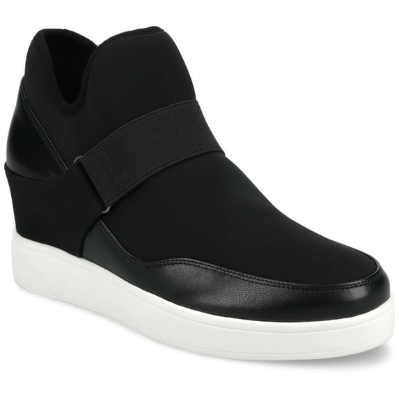 Journee Damari High Top Round Toe Stretch Comfort Wedge Sneaker