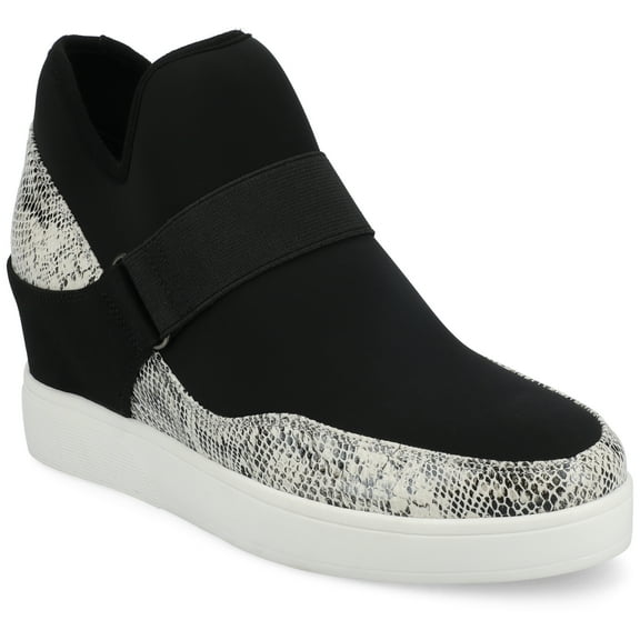 Journee Damari High Top Round Toe Stretch Comfort Wedge Sneaker
