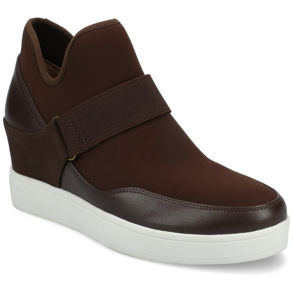 Journee Damari High Top Round Toe Stretch Comfort Wedge Sneaker
