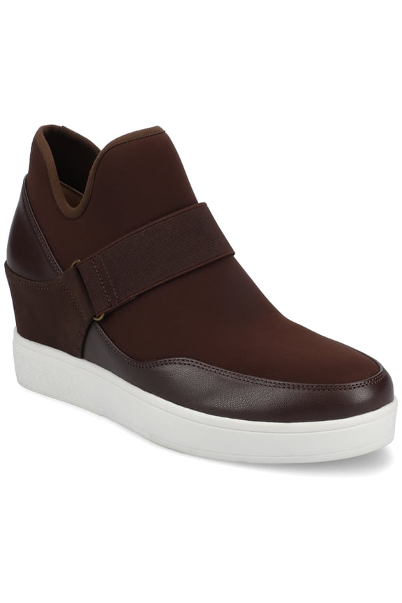 Damari High Top Round Toe Stretch Comfort Wedge Sneaker