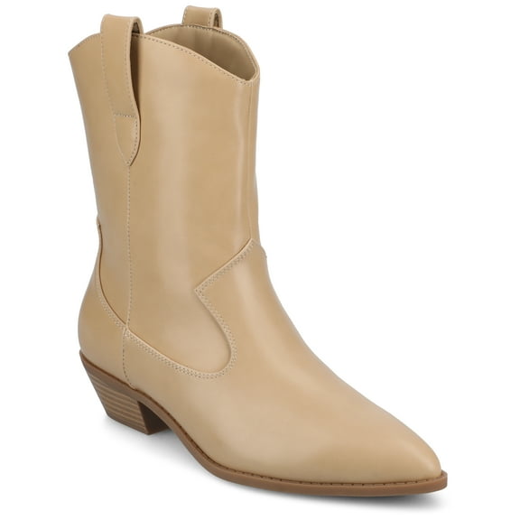 Journee Fritzie Western Pointed Toe Cuban Heel Casual Comfort Ankle Booties